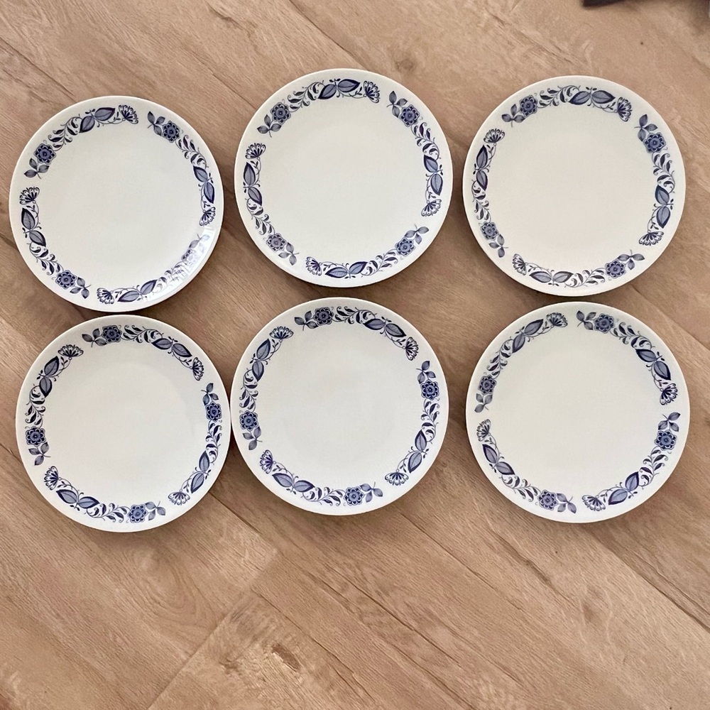 6 PCs VTG OLD NUREMBERG BAVARIA GERMANY ROYAL‎ BLUE SALAD PLATES 8” Discontinued